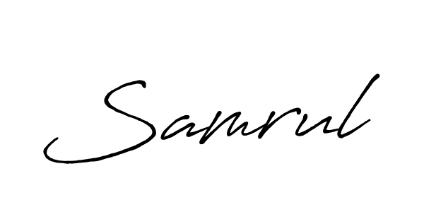 if you are searching for the best signature style for your name Samrul. so please give up your signature search. here we have designed multiple signature styles  using Antro_Vectra_Bolder. Samrul signature style 7 images and pictures png