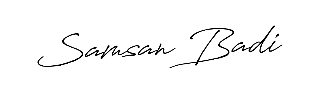 The best way (Antro_Vectra_Bolder) to make a short signature is to pick only two or three words in your name. The name Samsan Badi include a total of six letters. For converting this name. Samsan Badi signature style 7 images and pictures png