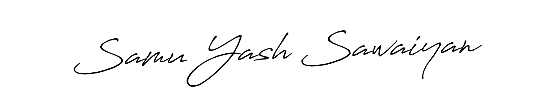 Use a signature maker to create a handwritten signature online. With this signature software, you can design (Antro_Vectra_Bolder) your own signature for name Samu Yash Sawaiyan. Samu Yash Sawaiyan signature style 7 images and pictures png