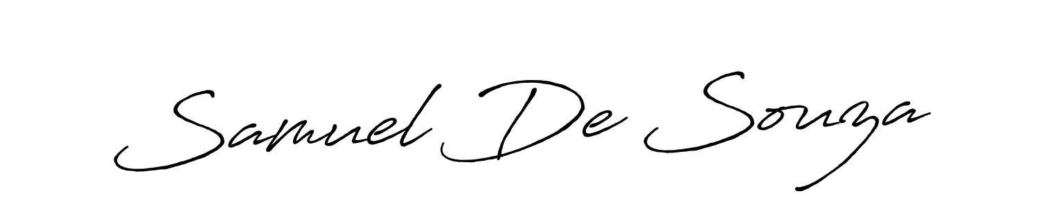 You should practise on your own different ways (Antro_Vectra_Bolder) to write your name (Samuel De Souza) in signature. don't let someone else do it for you. Samuel De Souza signature style 7 images and pictures png