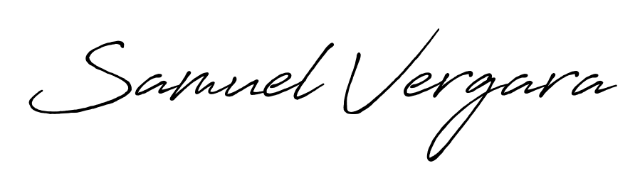 Create a personalized artistic stamp with Samuel Vergara in Antro_Vectra_Bolder font. Perfect for visual artists, designers, and influencers. Samuel Vergara signature style 7 images and pictures png