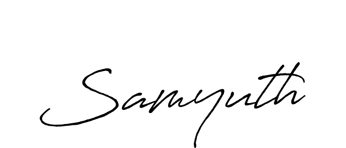 Use a signature maker to create a handwritten signature online. With this signature software, you can design (Antro_Vectra_Bolder) your own signature for name Samyuth. Samyuth signature style 7 images and pictures png