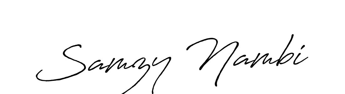 Design your own signature with our free online signature maker. With this signature software, you can create a handwritten (Antro_Vectra_Bolder) signature for name Samzy Nambi. Samzy Nambi signature style 7 images and pictures png