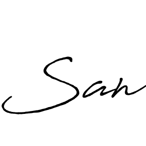 Similarly Antro_Vectra_Bolder is the best handwritten signature design. Signature creator online .You can use it as an online autograph creator for name San. San signature style 7 images and pictures png