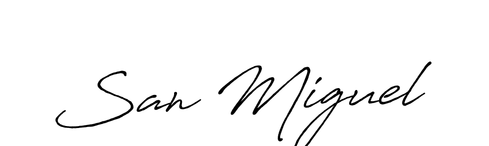 if you are searching for the best signature style for your name San Miguel. so please give up your signature search. here we have designed multiple signature styles  using Antro_Vectra_Bolder. San Miguel signature style 7 images and pictures png