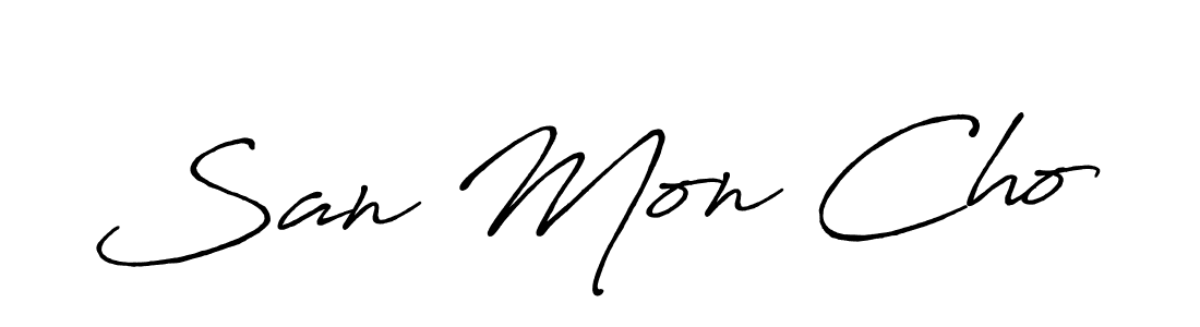 Check out images of Autograph of San Mon Cho name. Actor San Mon Cho Signature Style. Antro_Vectra_Bolder is a professional sign style online. San Mon Cho signature style 7 images and pictures png