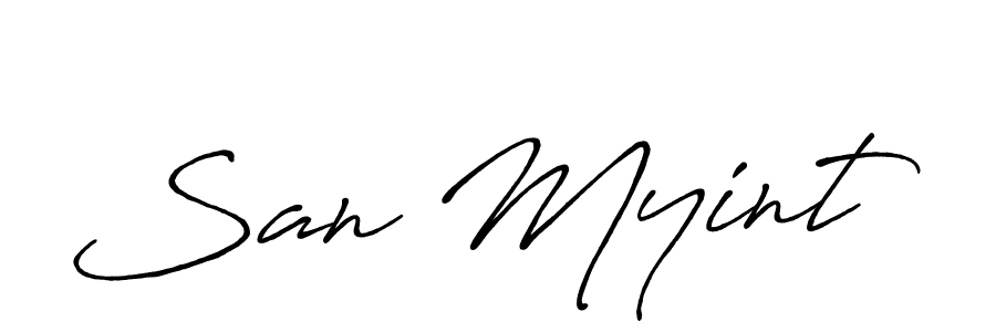 Design your own signature with our free online signature maker. With this signature software, you can create a handwritten (Antro_Vectra_Bolder) signature for name San Myint. San Myint signature style 7 images and pictures png