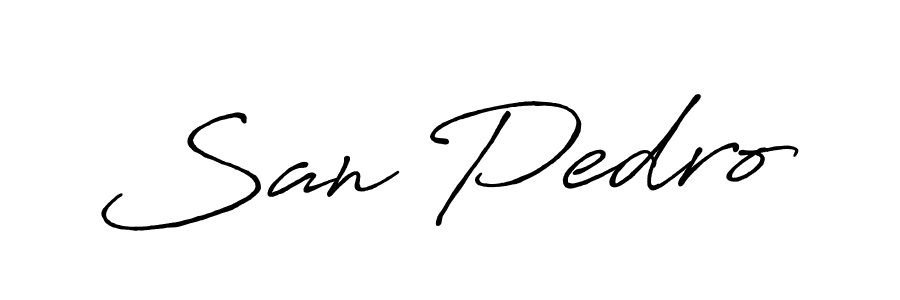 How to make San Pedro name signature. Use Antro_Vectra_Bolder style for creating short signs online. This is the latest handwritten sign. San Pedro signature style 7 images and pictures png