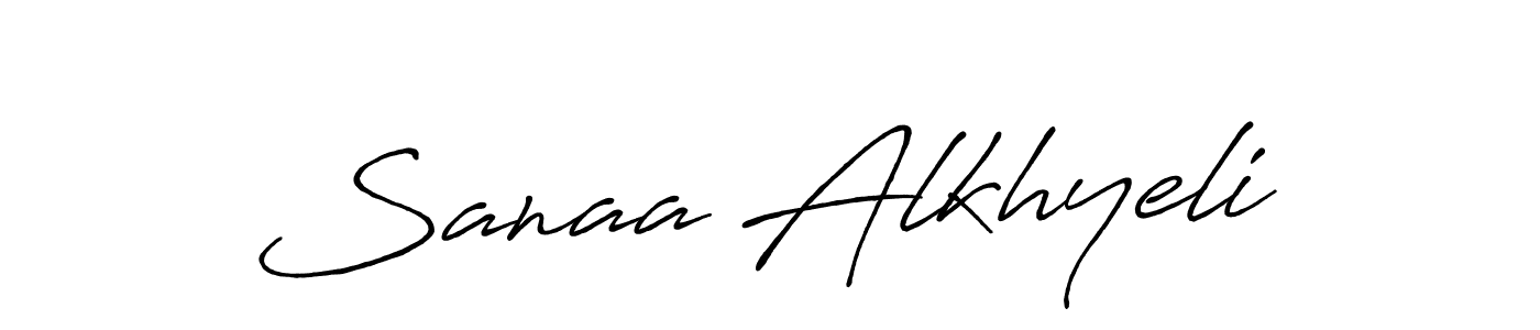 How to make Sanaa Alkhyeli name signature. Use Antro_Vectra_Bolder style for creating short signs online. This is the latest handwritten sign. Sanaa Alkhyeli signature style 7 images and pictures png