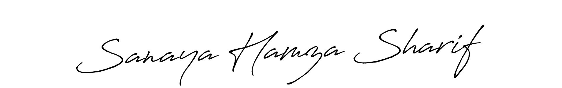 Make a beautiful signature design for name Sanaya Hamza Sharif. With this signature (Antro_Vectra_Bolder) style, you can create a handwritten signature for free. Sanaya Hamza Sharif signature style 7 images and pictures png