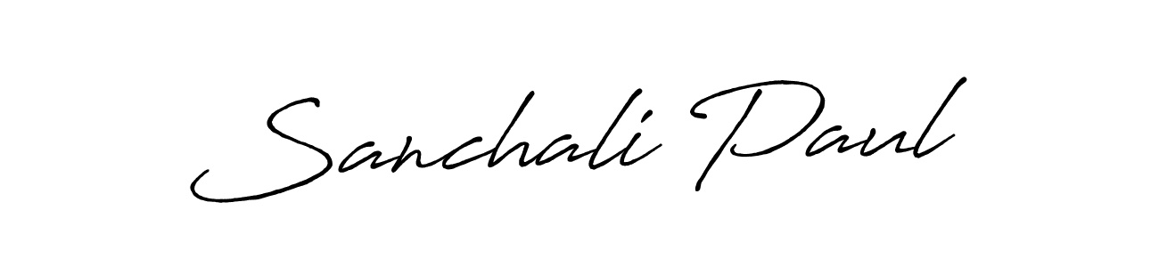 How to make Sanchali Paul name signature. Use Antro_Vectra_Bolder style for creating short signs online. This is the latest handwritten sign. Sanchali Paul signature style 7 images and pictures png