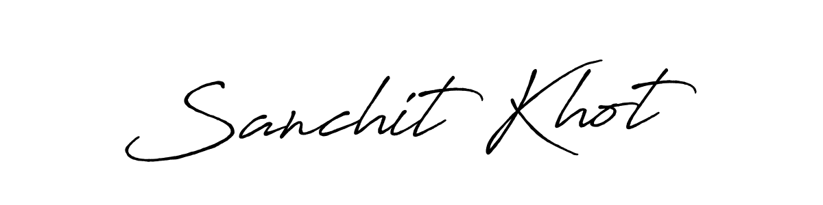 How to make Sanchit Khot name signature. Use Antro_Vectra_Bolder style for creating short signs online. This is the latest handwritten sign. Sanchit Khot signature style 7 images and pictures png