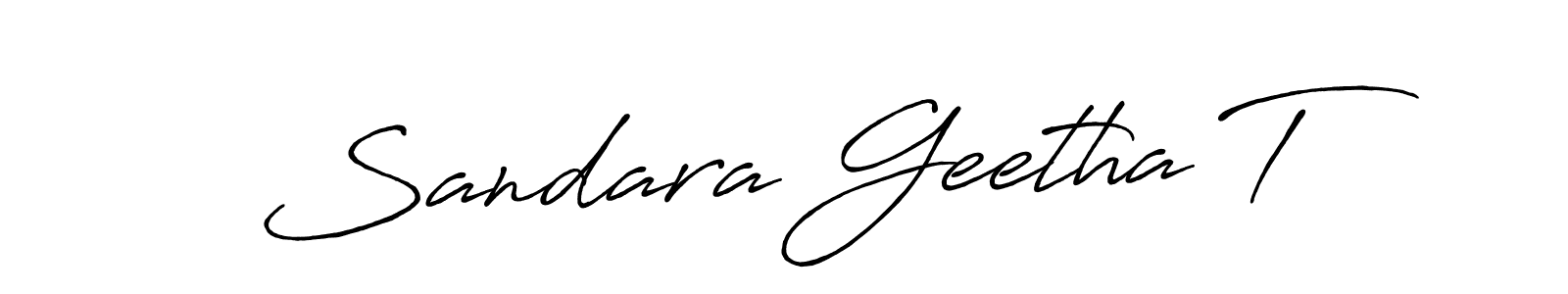 How to make Sandara Geetha T name signature. Use Antro_Vectra_Bolder style for creating short signs online. This is the latest handwritten sign. Sandara Geetha T signature style 7 images and pictures png