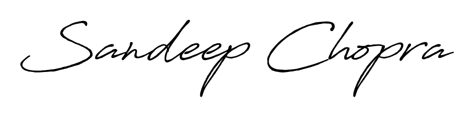 The best way (Antro_Vectra_Bolder) to make a short signature is to pick only two or three words in your name. For converting this name Sandeep Chopra. Sandeep Chopra signature style 7 images and pictures png