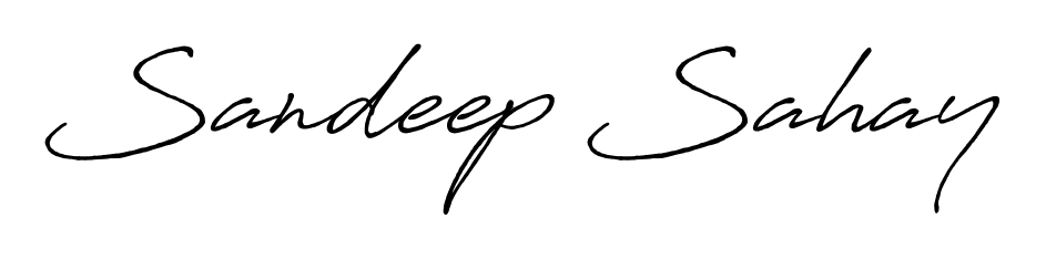 The Antro_Vectra_Bolder font transforms the name Sandeep Sahay into an executive sign with sharp precision and distinguished character. Sandeep Sahay signature style 7 images and pictures png