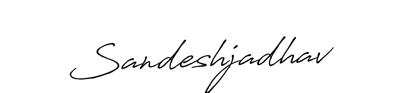 How to make Sandeshjadhav name signature. Use Antro_Vectra_Bolder style for creating short signs online. This is the latest handwritten sign. Sandeshjadhav signature style 7 images and pictures png