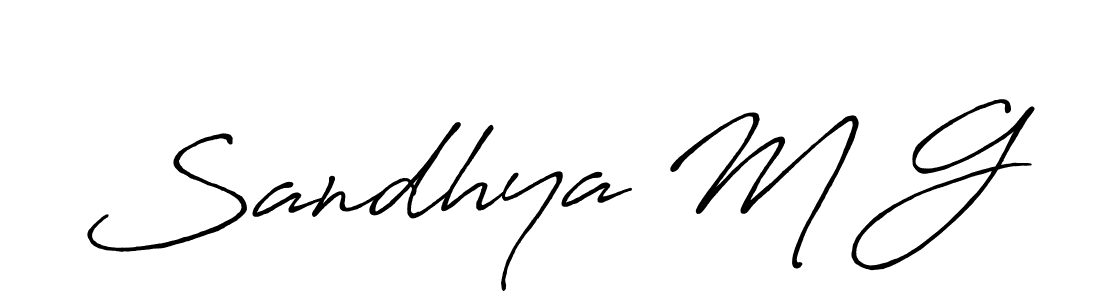 How to make Sandhya M G name signature. Use Antro_Vectra_Bolder style for creating short signs online. This is the latest handwritten sign. Sandhya M G signature style 7 images and pictures png