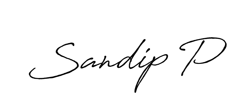 Create a beautiful signature design for name Sandip P. With this signature (Antro_Vectra_Bolder) fonts, you can make a handwritten signature for free. Sandip P signature style 7 images and pictures png