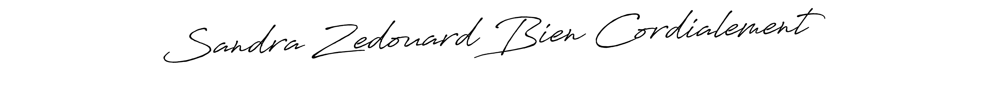 How to make Sandra Zedouard Bien Cordialement name signature. Use Antro_Vectra_Bolder style for creating short signs online. This is the latest handwritten sign. Sandra Zedouard Bien Cordialement signature style 7 images and pictures png