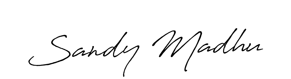 How to make Sandy Madhu name signature. Use Antro_Vectra_Bolder style for creating short signs online. This is the latest handwritten sign. Sandy Madhu signature style 7 images and pictures png