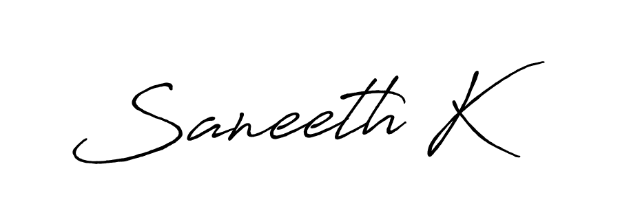 How to make Saneeth K name signature. Use Antro_Vectra_Bolder style for creating short signs online. This is the latest handwritten sign. Saneeth K signature style 7 images and pictures png