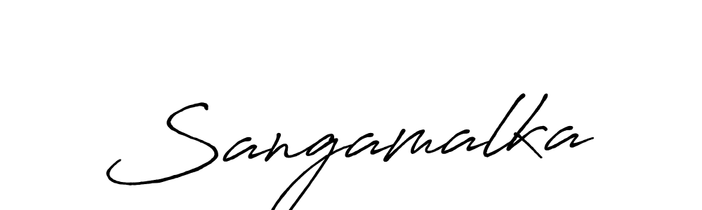 How to make Sangamalka name signature. Use Antro_Vectra_Bolder style for creating short signs online. This is the latest handwritten sign. Sangamalka signature style 7 images and pictures png