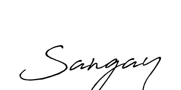 Make a beautiful signature design for name Sangay. With this signature (Antro_Vectra_Bolder) style, you can create a handwritten signature for free. Sangay signature style 7 images and pictures png