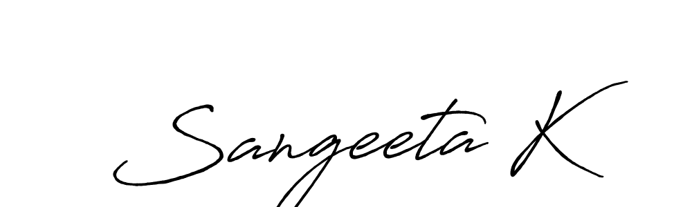 Antro_Vectra_Bolder is a professional signature style that is perfect for those who want to add a touch of class to their signature. It is also a great choice for those who want to make their signature more unique. Get Sangeeta K name to fancy signature for free. Sangeeta K signature style 7 images and pictures png