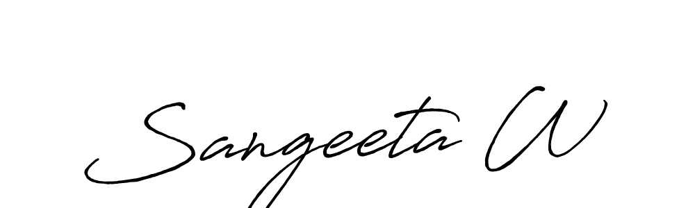 Similarly Antro_Vectra_Bolder is the best handwritten signature design. Signature creator online .You can use it as an online autograph creator for name Sangeeta W. Sangeeta W signature style 7 images and pictures png