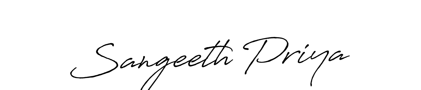 Create a beautiful signature design for name Sangeeth Priya. With this signature (Antro_Vectra_Bolder) fonts, you can make a handwritten signature for free. Sangeeth Priya signature style 7 images and pictures png