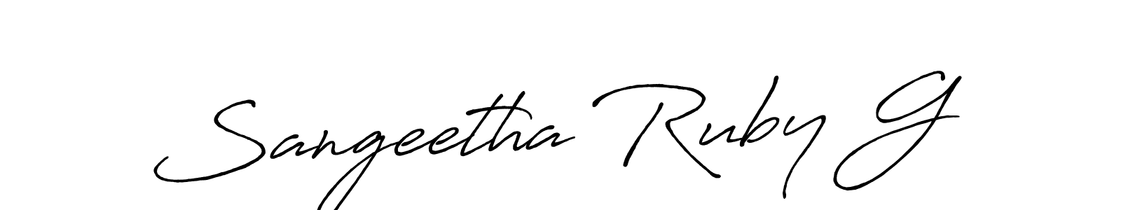Antro_Vectra_Bolder is a professional signature style that is perfect for those who want to add a touch of class to their signature. It is also a great choice for those who want to make their signature more unique. Get Sangeetha Ruby G name to fancy signature for free. Sangeetha Ruby G signature style 7 images and pictures png