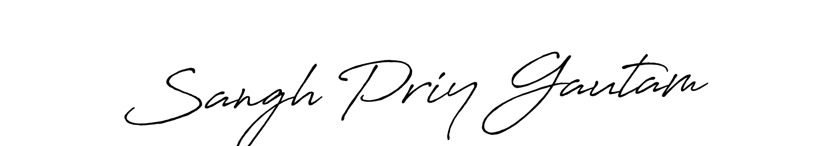 Use a signature maker to create a handwritten signature online. With this signature software, you can design (Antro_Vectra_Bolder) your own signature for name Sangh Priy Gautam. Sangh Priy Gautam signature style 7 images and pictures png