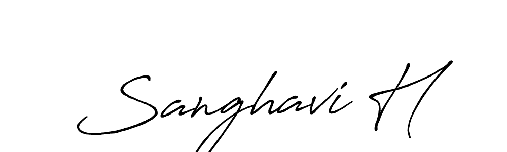 if you are searching for the best signature style for your name Sanghavi H. so please give up your signature search. here we have designed multiple signature styles  using Antro_Vectra_Bolder. Sanghavi H signature style 7 images and pictures png