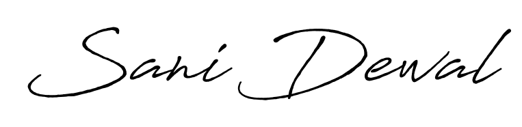Personalize your online presence with Sani Dewal signature rendered in elegant Antro_Vectra_Bolder font. Great for website footers and blogs. Sani Dewal signature style 7 images and pictures png