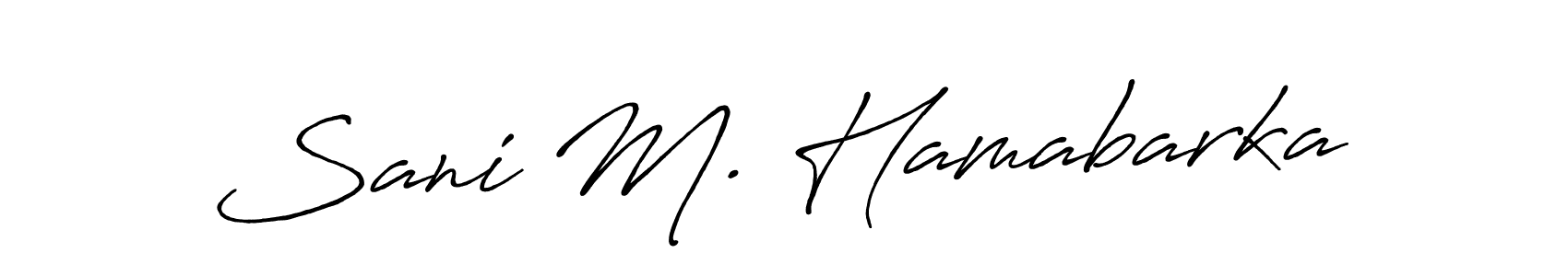 This is the best signature style for the Sani M. Hamabarka name. Also you like these signature font (Antro_Vectra_Bolder). Mix name signature. Sani M. Hamabarka signature style 7 images and pictures png