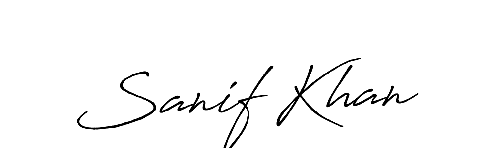 How to make Sanif Khan name signature. Use Antro_Vectra_Bolder style for creating short signs online. This is the latest handwritten sign. Sanif Khan signature style 7 images and pictures png