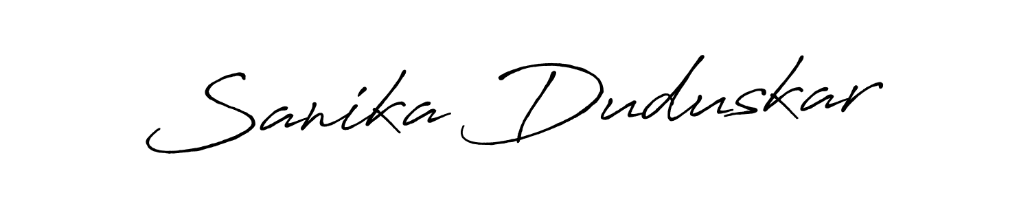 You can use this online signature creator to create a handwritten signature for the name Sanika Duduskar. This is the best online autograph maker. Sanika Duduskar signature style 7 images and pictures png