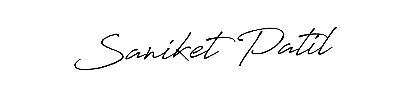 Create a beautiful signature design for name Saniket Patil. With this signature (Antro_Vectra_Bolder) fonts, you can make a handwritten signature for free. Saniket Patil signature style 7 images and pictures png