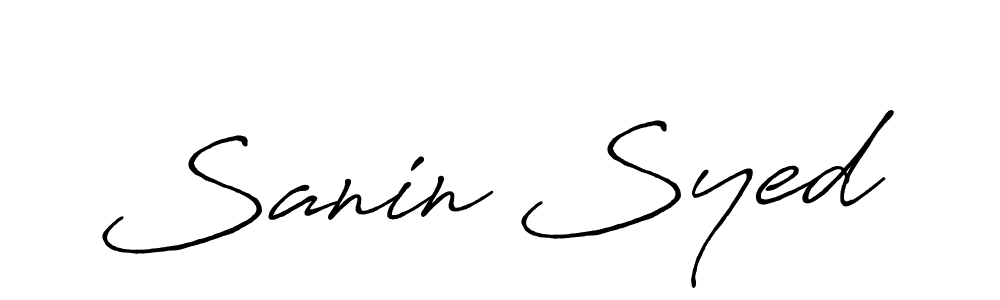 Make a beautiful signature design for name Sanin Syed. With this signature (Antro_Vectra_Bolder) style, you can create a handwritten signature for free. Sanin Syed signature style 7 images and pictures png