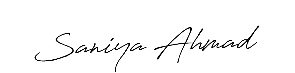 Also we have Saniya Ahmad name is the best signature style. Create professional handwritten signature collection using Antro_Vectra_Bolder autograph style. Saniya Ahmad signature style 7 images and pictures png