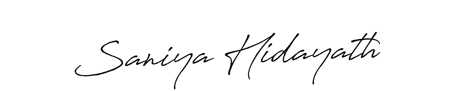 Create a beautiful signature design for name Saniya Hidayath. With this signature (Antro_Vectra_Bolder) fonts, you can make a handwritten signature for free. Saniya Hidayath signature style 7 images and pictures png