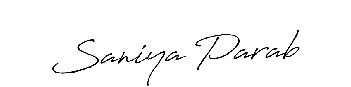 The best way (Antro_Vectra_Bolder) to make a short signature is to pick only two or three words in your name. The name Saniya Parab include a total of six letters. For converting this name. Saniya Parab signature style 7 images and pictures png