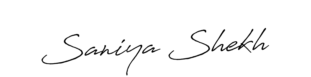 Make a beautiful signature design for name Saniya Shekh. With this signature (Antro_Vectra_Bolder) style, you can create a handwritten signature for free. Saniya Shekh signature style 7 images and pictures png