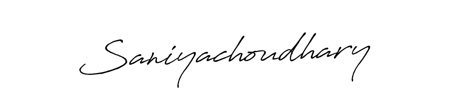 How to make Saniyachoudhary name signature. Use Antro_Vectra_Bolder style for creating short signs online. This is the latest handwritten sign. Saniyachoudhary signature style 7 images and pictures png