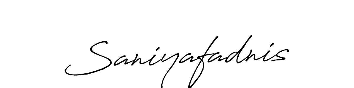 Make a beautiful signature design for name Saniyafadnis. With this signature (Antro_Vectra_Bolder) style, you can create a handwritten signature for free. Saniyafadnis signature style 7 images and pictures png
