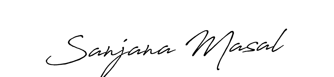 Sanjana Masal stylish signature style. Best Handwritten Sign (Antro_Vectra_Bolder) for my name. Handwritten Signature Collection Ideas for my name Sanjana Masal. Sanjana Masal signature style 7 images and pictures png