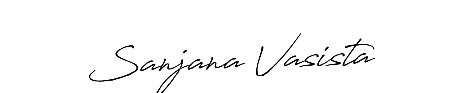 The best way (Antro_Vectra_Bolder) to make a short signature is to pick only two or three words in your name. The name Sanjana Vasista include a total of six letters. For converting this name. Sanjana Vasista signature style 7 images and pictures png