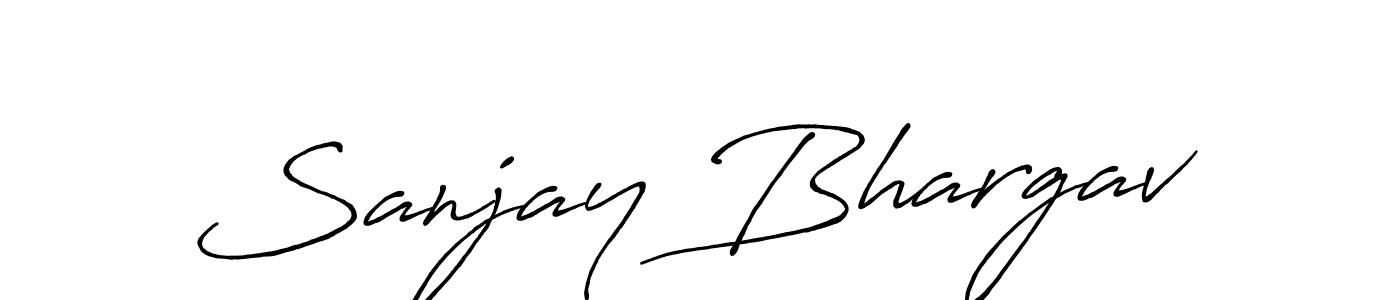 How to make Sanjay Bhargav name signature. Use Antro_Vectra_Bolder style for creating short signs online. This is the latest handwritten sign. Sanjay Bhargav signature style 7 images and pictures png