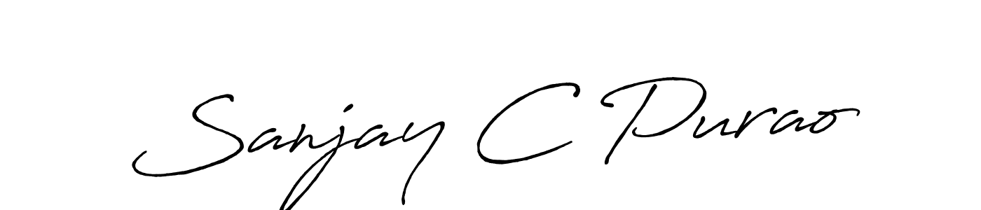 How to make Sanjay C Purao name signature. Use Antro_Vectra_Bolder style for creating short signs online. This is the latest handwritten sign. Sanjay C Purao signature style 7 images and pictures png