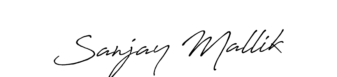 How to make Sanjay Mallik name signature. Use Antro_Vectra_Bolder style for creating short signs online. This is the latest handwritten sign. Sanjay Mallik signature style 7 images and pictures png